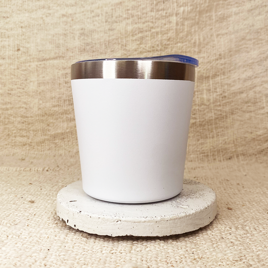 Insulated stainless steel reusable white coffee travel cup