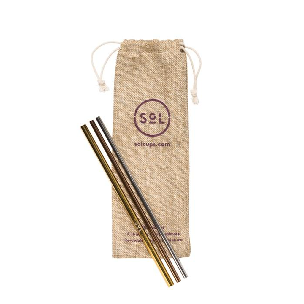 sol stainless steel beautiful straws in gold silver and bronze gift set