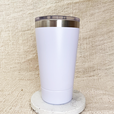 Insulated stainless steel reusable white coffee travel cup