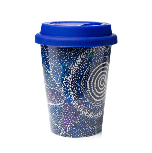 blue aboriginal design keep cup