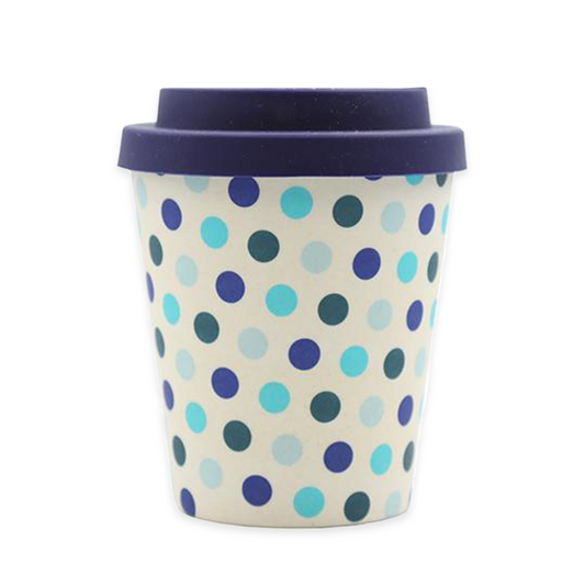 Polka Dot reusable bamboo cup with personalised coffee cuff