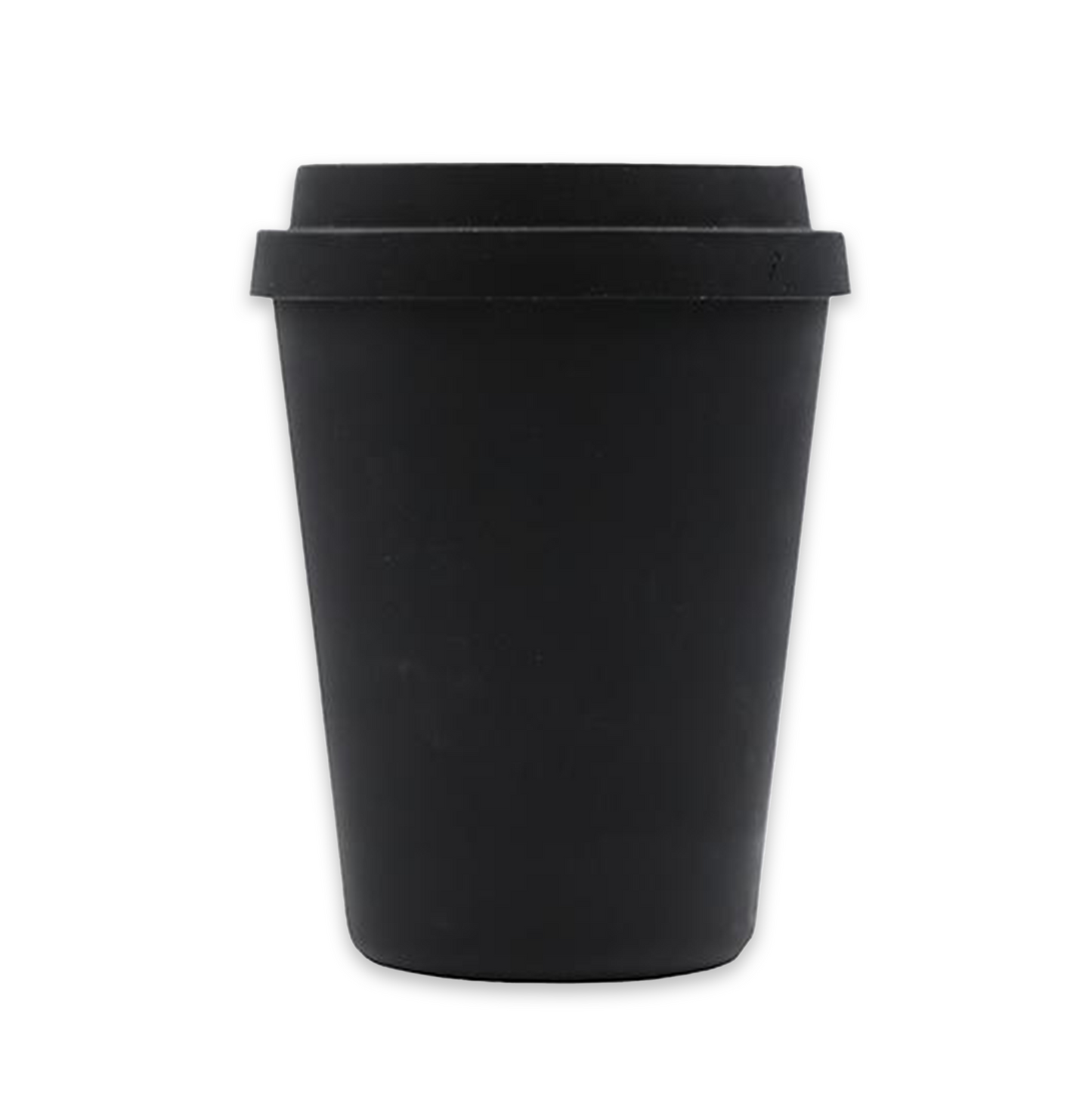 Matt black reusable bamboo cup and customised sleeve with order