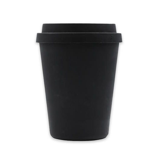 Extra small reusable bamboo coffee cup with coffee order