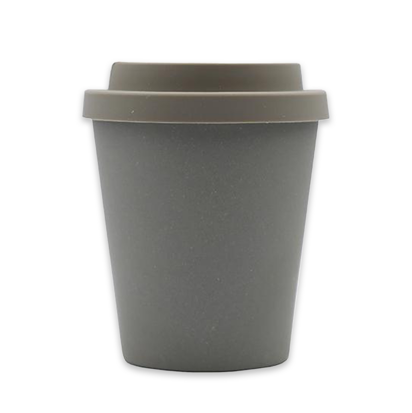 Neutral earthy colour reusable bamboo cup with coffee cuff