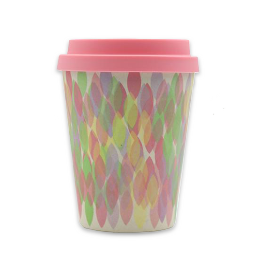 Sakura Pink Reusable Bamboo Cup with Engraved Coffee Order