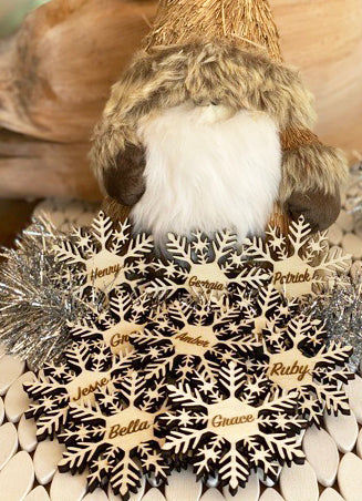 Wooden Snowflake Xmas Tree Decorations