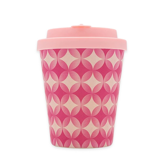 Reusable pink bamboo cup with your engraved personal order