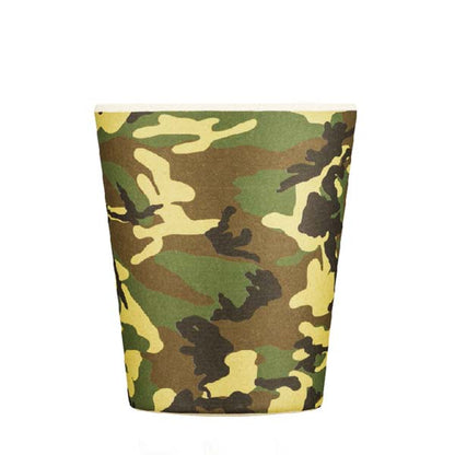 Reusable camouflage bamboo cup with name and coffee order