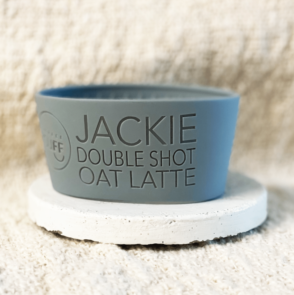 reusable coffee cup name and order double shot latte 